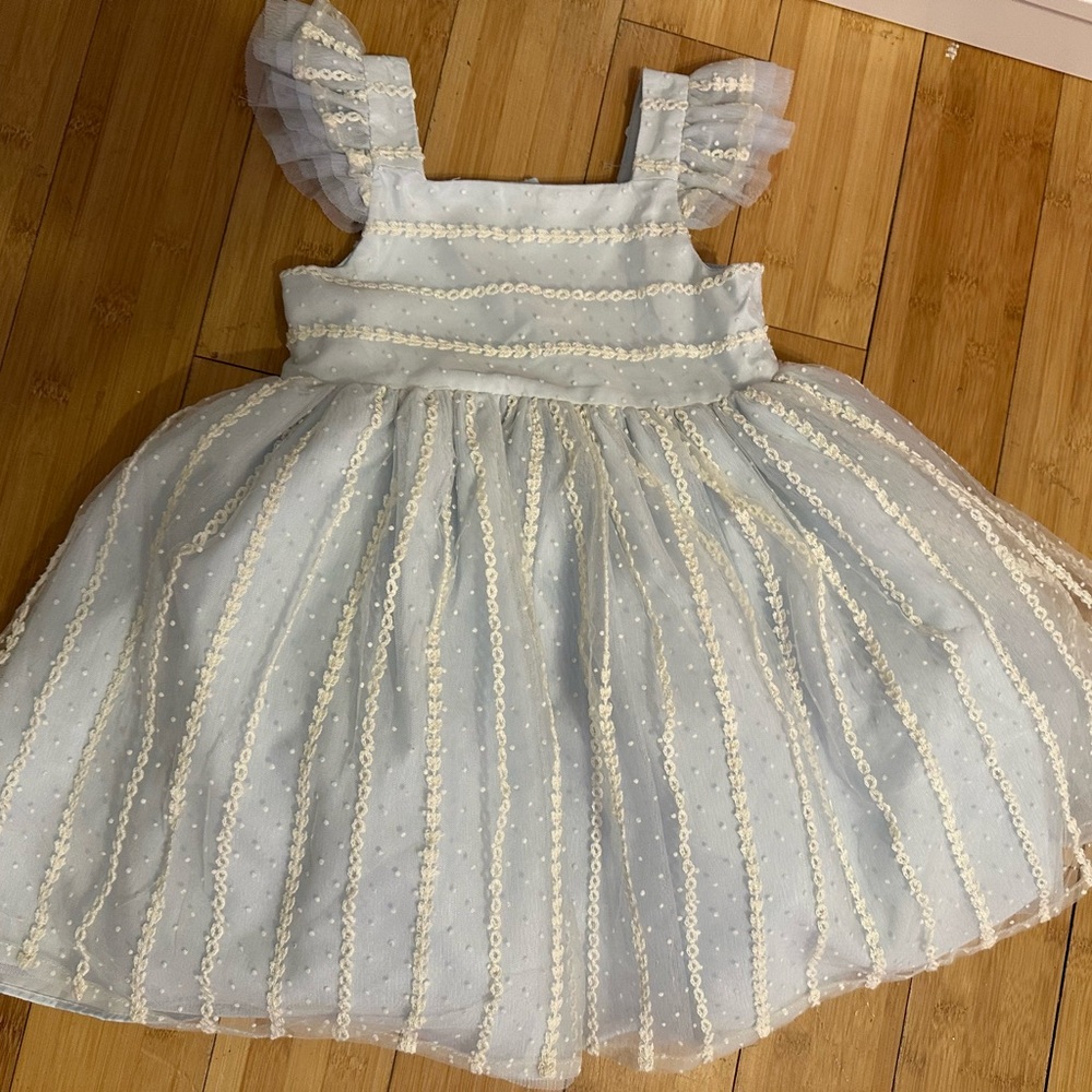 Blue Smocked Ruffled Tiered Sundress